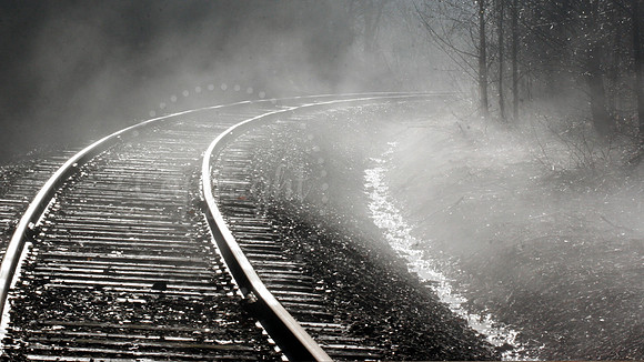Railroad Tracks with Fog Snohomish, Washington