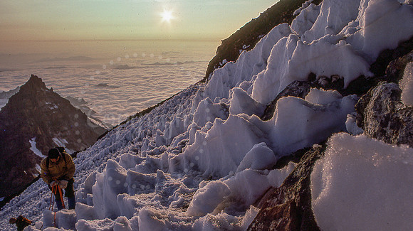 Gary Roulsma Little Tahoma and sunrise summiting Mt Rainier Washington