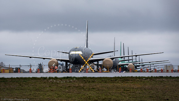 USAF KC-67 Tankers lined up on deck at Paine Field, Everett, Washington