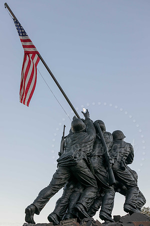 Iwo Jima Memorial Arlington, Virginia reaching for the moon