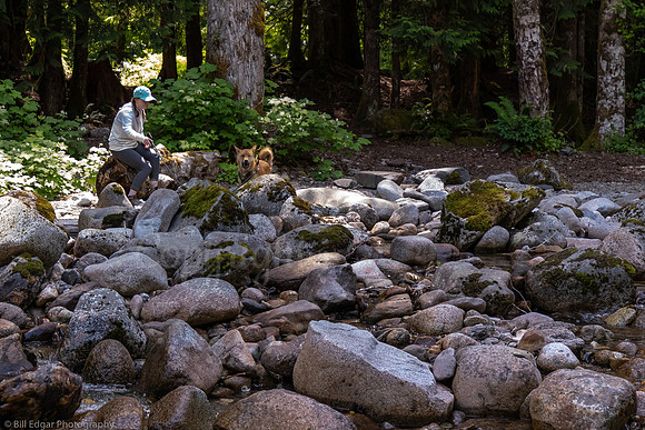 Beckler River Cascades Washington  Casey and Dog Ethan