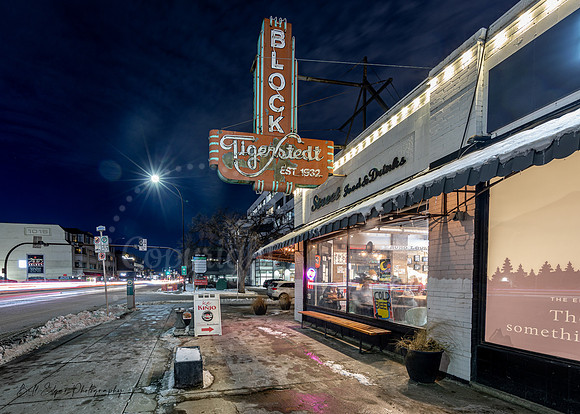 Old Calgary neighborhood on a cold night