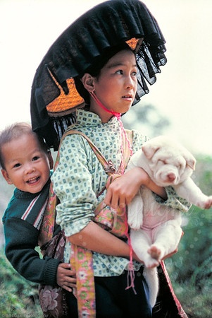 China's Future - Girl, Baby, & Dog in Kowloon at the China Border 1975